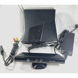 Xbox 360 Slim Black Console Kinect Bundle Tested NO Hard Drive